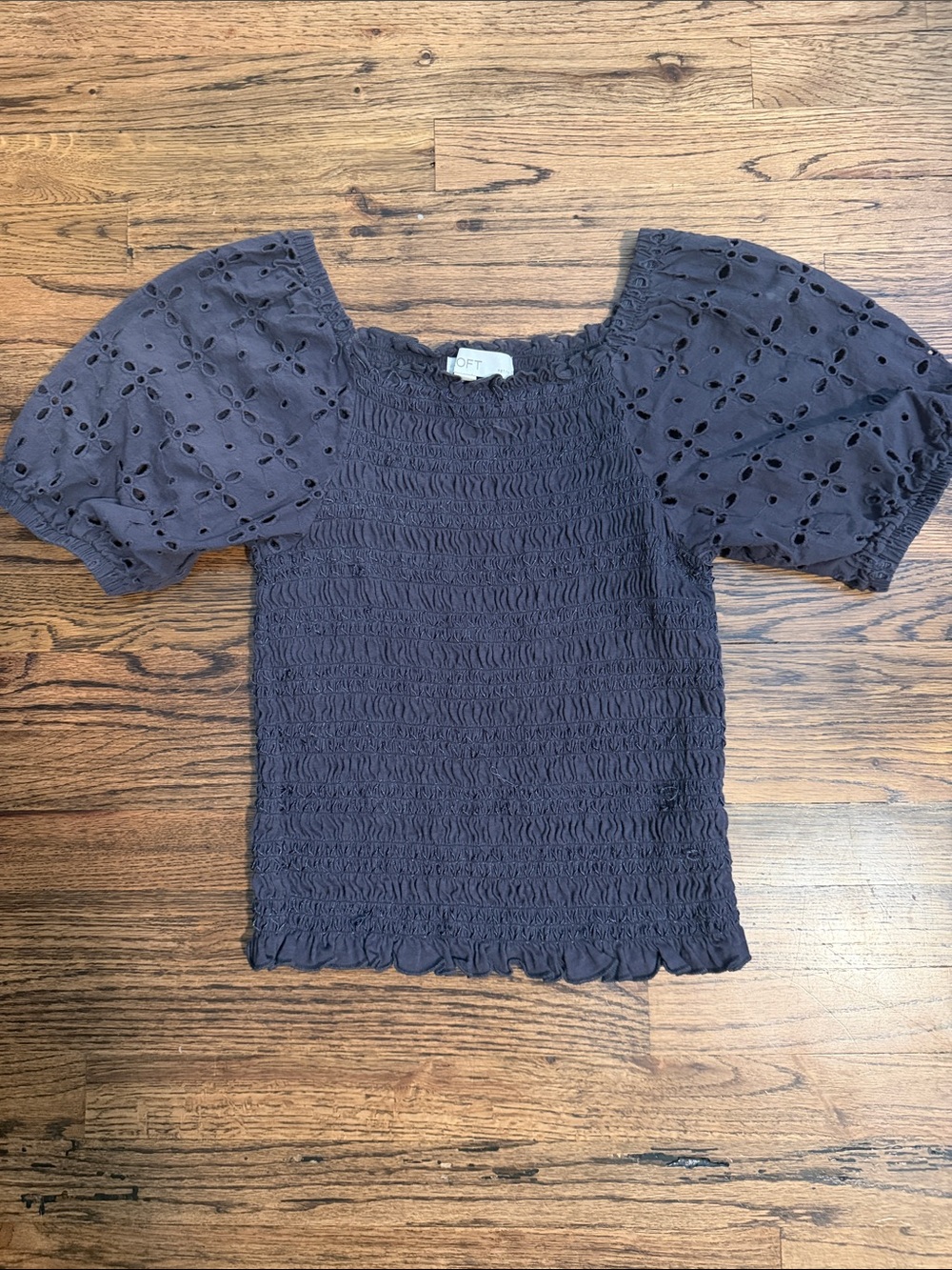 Loft Smocked puff sleeve top
